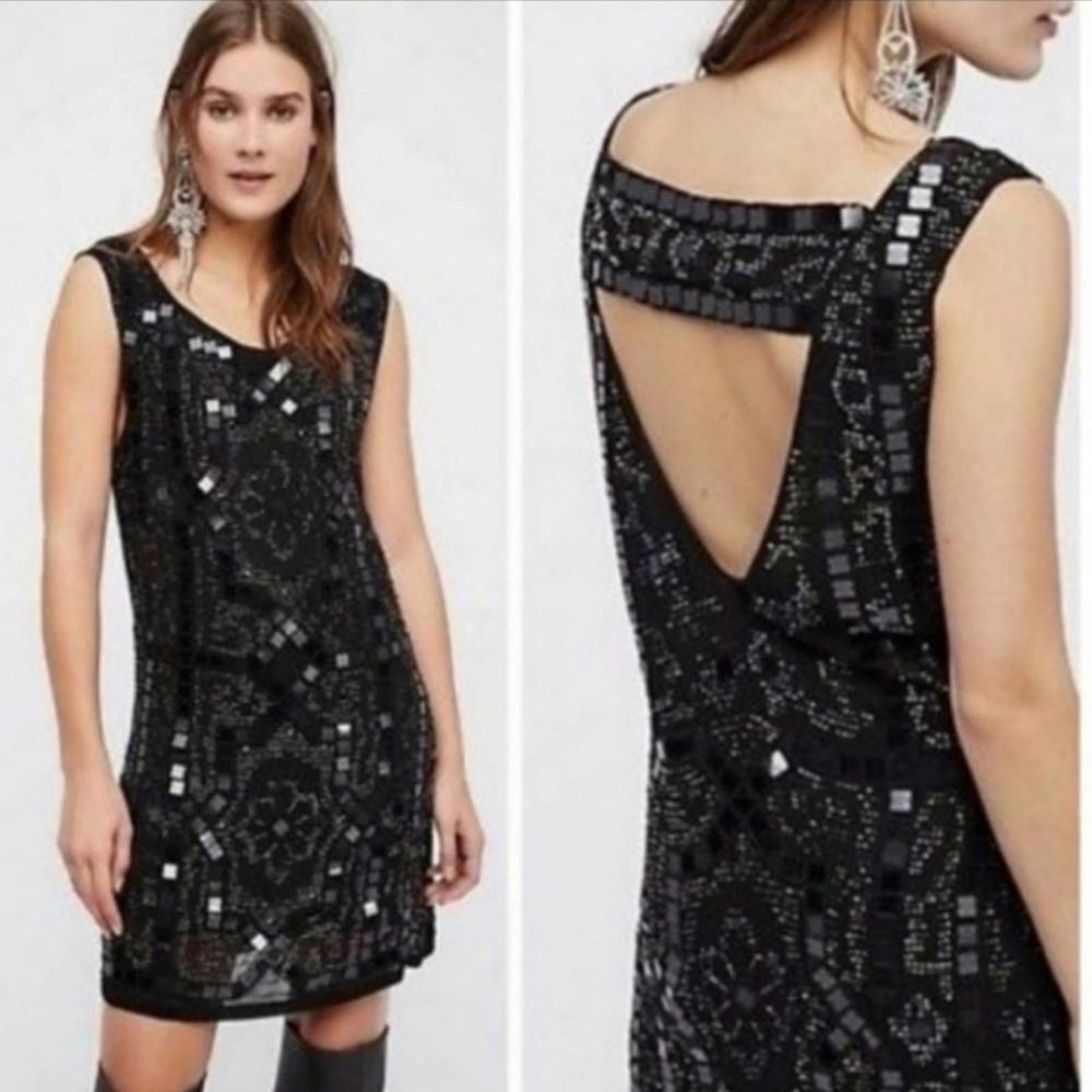 NWT FREE PEOPLE black sequined dress, size 0, $250.00